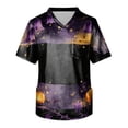 thumbnail image 5 of Domuza Halloween Scrub Tops Men Novelty Spooky Print V-Neck Short Sleeve Nursing Uniform Shirts Comfy Soft Relaxed Fit Medical Workwear 2XL, 5 of 5