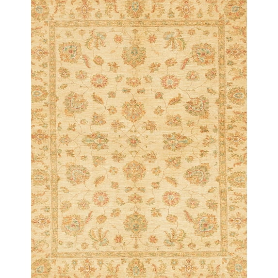 Ahgly Company Machine Washable Indoor Rectangle Abstract Mustard Yellow Area Rugs, 8' x 12'