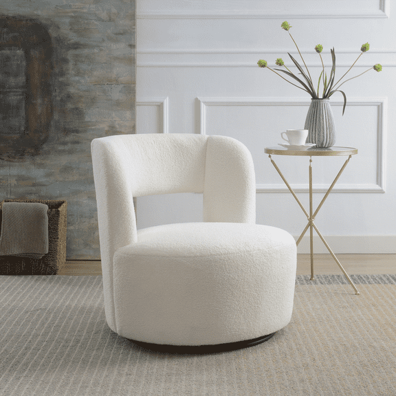 1-Piece Round Barrel Chair with Soft Teddy Fabric - Comfort for Living Room