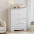 thumbnail image 3 of Gaderth 4 Drawer Dresser for Bedroom, Wood Drawer Organizer, Modern Chest of Drawers with Waveform Fluted Panel, Tall Wood Storage Dresser for Nursery, Hallway, Living Room, Closet, Entryway, 3 of 7