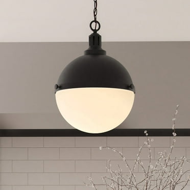 Luxury Modern Farmhouse Pendant, 17''H x 12''W, Matte Black Finish, Apulon Collection, by Urban Ambiance
