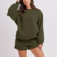 thumbnail image 2 of ICHUANYI Women’s Solid Color Outwear Set Long Sleeve Tops With Shorts Lounge Set Casual Two-Piece Sleepwear, 2 of 7