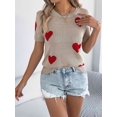 thumbnail image 6 of Short Sleeve Sweater for Women Tops Trendy Spring Summer 2025 Business Casual Outfits Knit Crewneck Shirt Blouses Khaki M, 6 of 7