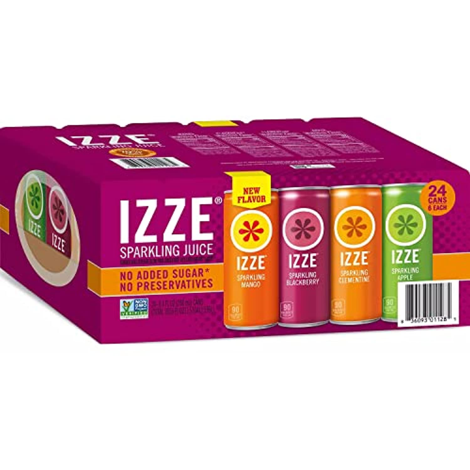 Izze Sparkling Juice 4 Flavor Variety Pack No Added Sugars And