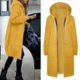 thumbnail image 2 of VNKIDY Women Jackets Plush Long Sleeve Solid Coat With Pockets Zipper Hooded For Casual Warmth Versatile Outerwear For Everyday Activities Cute Outwear, 2 of 6