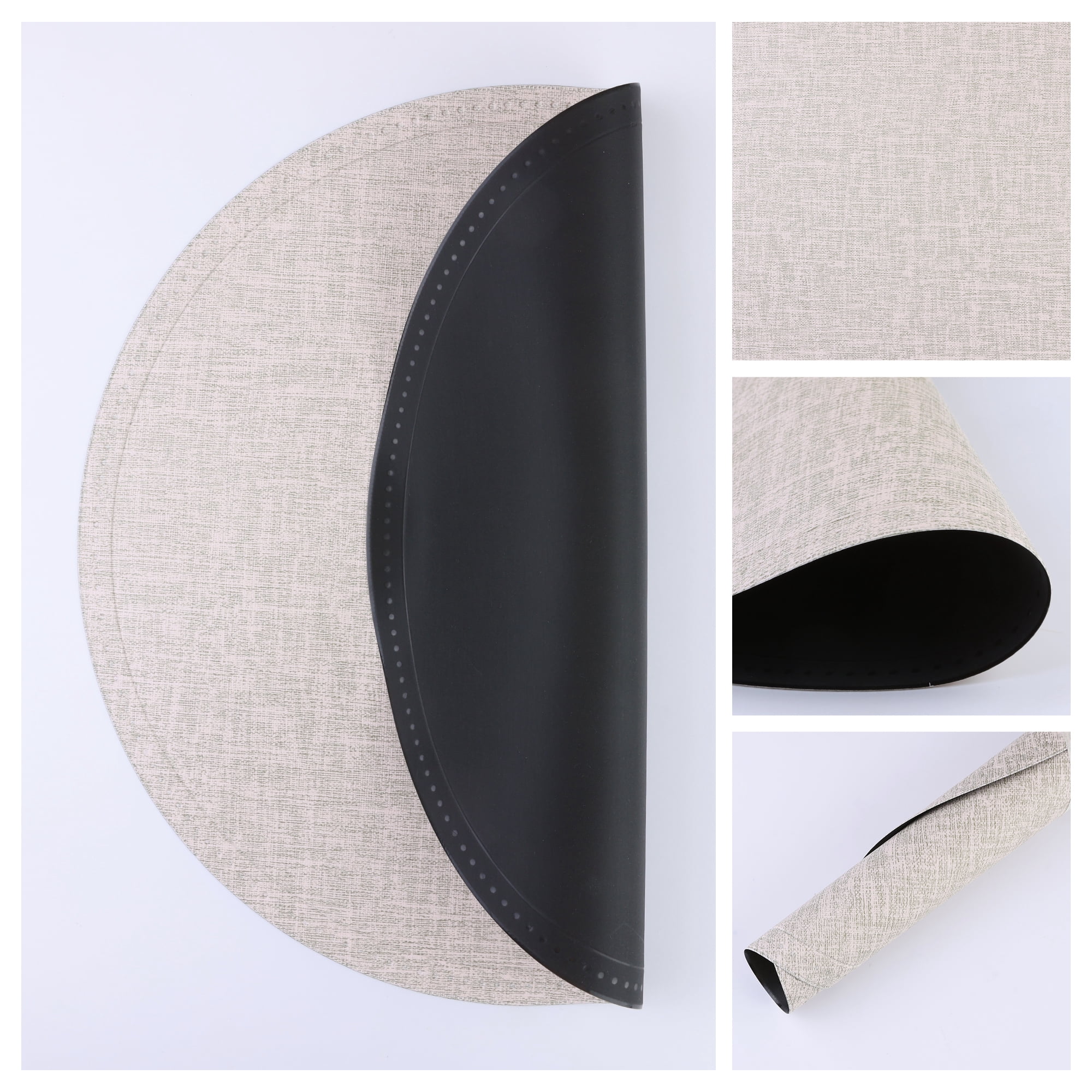 Unique Bargains Set of 6 PU Placemats for Kitchen Cream 15*15in