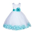 thumbnail image 2 of Ekidsbridal White Floral Lace Bodice Rose Petal Tulle Formal Flower Girl Dress Formal Photoshoot Beauty Pageant Christening Gown 165T 2, 2 of 3