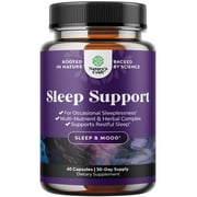 Natural Revitalizing Sleep Aid Formula - Melatonin with L-Theanine and GABA Supplement - Non-Addictive Deep Sleep Supplement - Nature's Craft Sleep Support 60 Capsules