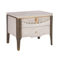 thumbnail image 3 of Christopher Knight Home 2-Drawer Nightstand, Bedside Table with Gold Metal Button Handles, Grey, 3 of 11