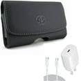 thumbnail image 1 of PD Type-C 25W Fast Home Charger w Leather Case Belt Clip for Samsung Galaxy A53 5G,A33 5G Phones - 6ft USB-C Cable Quick Power Adapter, Swivel Holster Loops Cover, 1 of 13