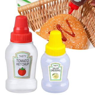MTFun 2 Pcs 25ml Mini Ketchup Bottle Condiment Honey Mustard Squeeze Bottles  Portable Sauce Container for Bento Box Diner Mayo Syrup Salad Dressing BBQ  
