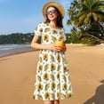 thumbnail image 4 of Naloa Corn Sunflowers Print Womens Summer A-Line Dress with Pockets,Short Sleeve Dresses,Flowy Beach Swing Dress for Vacation Travel, 4 of 6