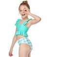 thumbnail image 6 of Fesfesfes Baby Girls' Summer Ruffle Solid Color Plaid Split Swimsuit Children's Sleevless Swimwear for Family Vacations and Sunny Days 2-12Years(Mint Green,2-4 Years), 6 of 9