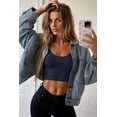 thumbnail image 3 of Ekouaer Long Sleeve Crop Tops for Women Scoop Neck Lightweight Basic Base Layer Thermal Undershirts Shirts Navy Blue, 3 of 6