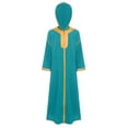 thumbnail image 2 of TiaoBug Kids Girls Boys Muslim Hooded Long Sleeves Gold Embroidered Maxi Arab Gown Islamic Abaya Dress Green 6, 2 of 6