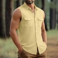 thumbnail image 6 of USNSM (S-5XL) Big and Tall Sleeveless Button Down Shirts for Men Summer Casual Beach Vacation Collared Tank Tops Basic Vest Shirts with Pockets Gold XXXXL, 6 of 7