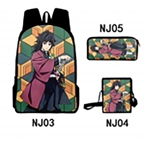 Mochila Dem@@2on Slayer, juego de 3 piezas: mochila para portátil con estuche para lápices y bolsa para el almuerzo.