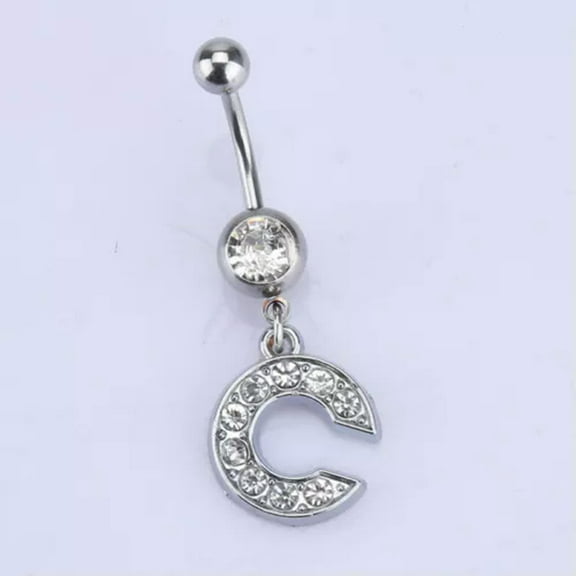 GKNET A-U Alphabet Anti-allergic Charm Navel Belly Button Ring Body Piercing Jewelry-C