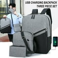 thumbnail image 3 of Latrodar Fashion Three-piece Backpack Backpack Male Business Upgraded apacity Students Bag Gray 18x12 Inch Home Gadgets, 3 of 5