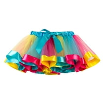 Mepaouo Layered Skirt Girls' Mini Rainbow Tutu Skirts Bow Colorful Tiered Tulle Dance Dress Sizes S-XL