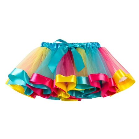 

XINSHIDE Kids Girls Dress Ballet Skirts Party Rainbow Tulle Dance Skirt Baby Clothing
