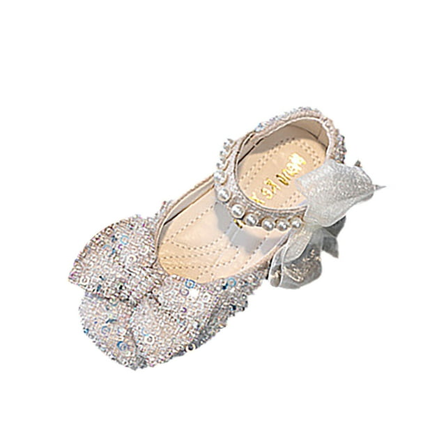 Girls Sandals Performance Dance Childrens Pearl Rhinestones Shining Princess Toddler Girl Shoes Beige