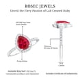 thumbnail image 4 of Rosec Jewels Certified Lab Grown Ruby Teardrop Engagement Ring - (6X8 mm) Pear Shaped Ruby Diamond Ring - AAAA Grade, 925 Sterling Silver, US 8.50, 4 of 5
