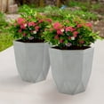 thumbnail image 5 of Sunnydaze Modern Faceted 14.75" x 14.75" x 14" Octagon Gray Polyresin Outdoor Planter 4-Count, 5 of 7
