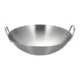 thumbnail image 1 of Sartén wok de acero inoxidable, sartén para saltear, plateada, multiusos, fondo plano para cocinar a , freír, cocinar en cocina, hogar Diámetro 26cm, 1 of 9