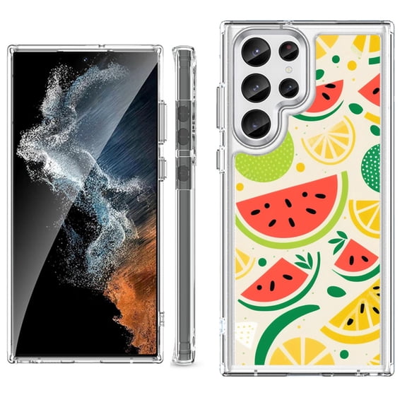 Shockproof Bumper Phone Case for Samsung Galaxy S23 Ultra 5G, by OneToughShield ® - Watermelon Mix