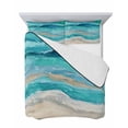 thumbnail image 7 of Quilts Twin Size Bedding Set, Teal Coastal Lightweight Quilted Comforter, Summer Beach Nautical Abstract Art Soft Reversible Bedspread Coverlet with Pillow Covers for All Season, 68" x 86", 7 of 7