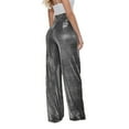 thumbnail image 2 of SWSMCLT Women's High Waisted Pants Wide Leg Palazzo Casual Metallic StretchSoft Trousers Long Casual Pants Black Medium, 2 of 4