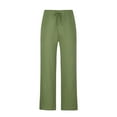 thumbnail image 2 of Besolor Mens Cotton Linen Pants Elastic Waist Drawstring Wide Leg Pants Casual Comfy Beach Lounge Trousers with Pockets, 2 of 7