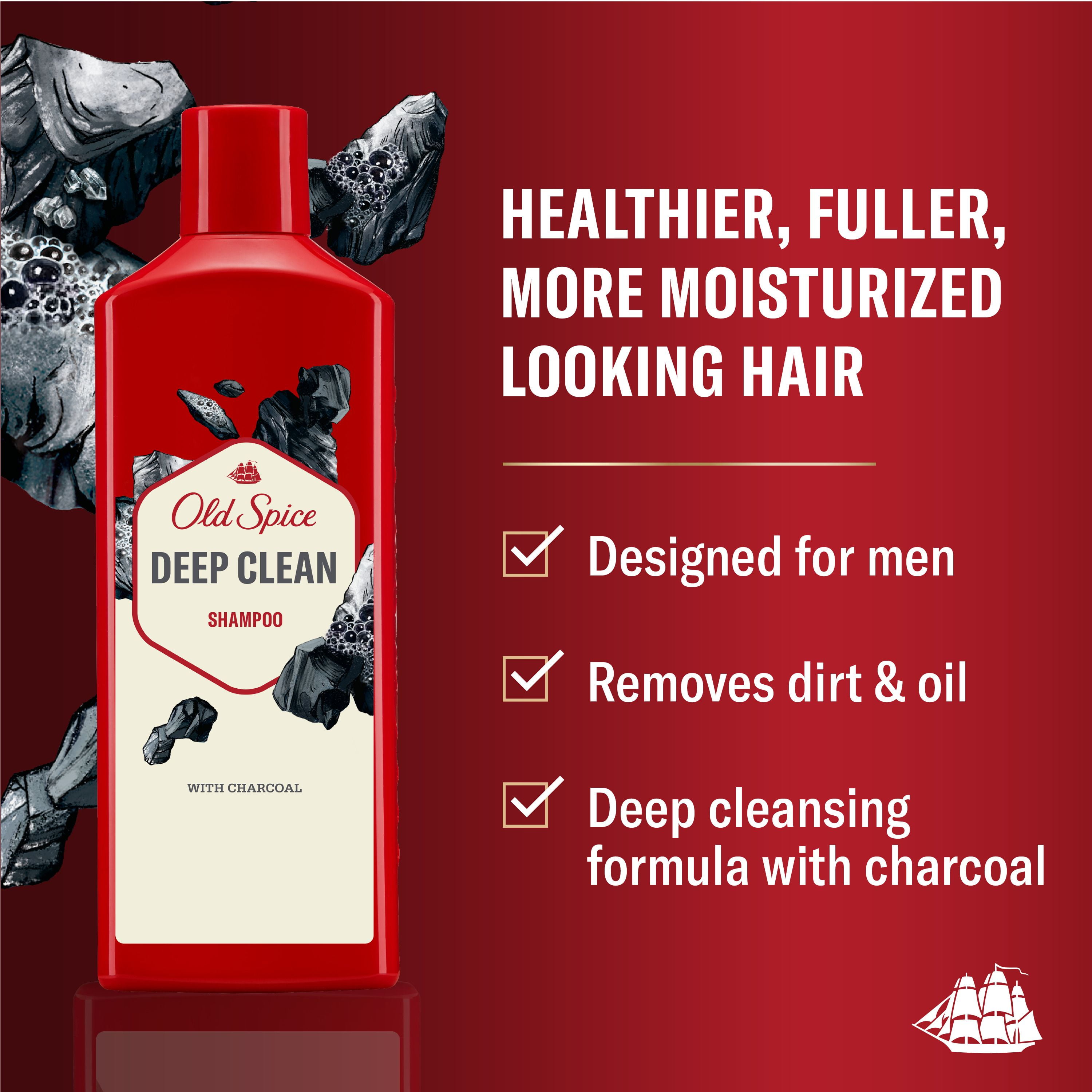 Old Spice Deep Clean Shampoo for Men with Charcoal, Fresh and Clean Scent, Removes Built Up Dirt and Oil, 400ML
