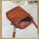 thumbnail image 5 of Bolso bandolera de piel sintética, mini bolso de hombro con material de bloqueo RFID con marrón, 5 of 9