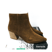 Kensie Women's Lyden Pinted Toe Suede Ankle Boots- BROWN, SIZE US 8M *New