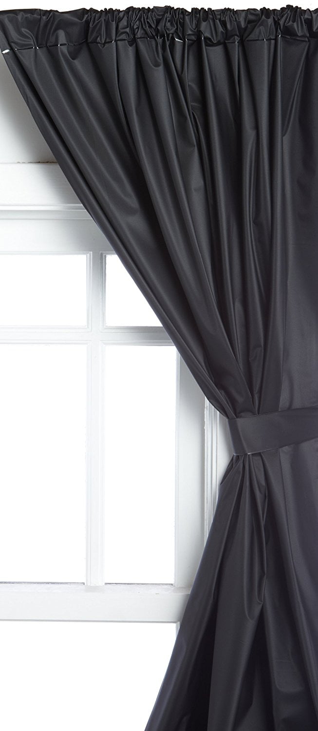 Carnation Home Fashions Vinyl Bathroom Window Curtain 2 Panels with Tie Backs 