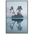 thumbnail image 3 of PixonSign Framed Canvas Print Wall ArtNeon Palm Tree Island Reflection Coastal Ocean Photography Realism Bohemian Scenic Colorful Multicolor Pastel for Living Room, Bedroom, Office - 24"x36" White, 3 of 5
