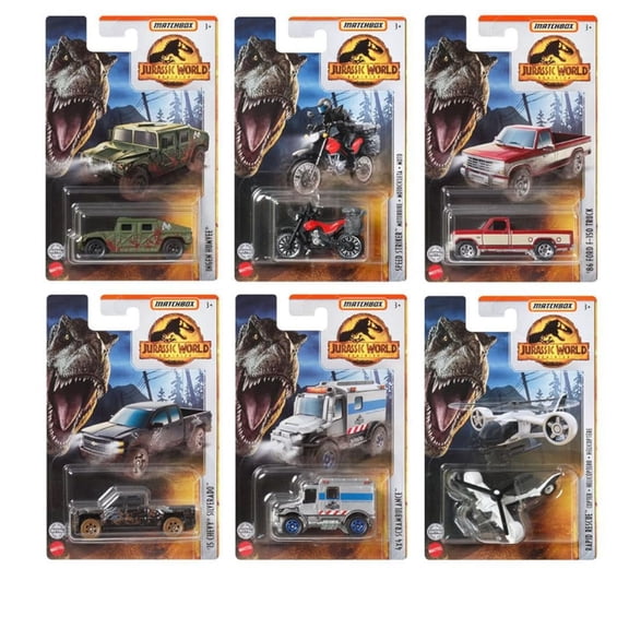 Matchbox Jurassic World Dominion 2022 Complete Set of 6 Diecast Vehicles from FMW90-956P Release Bundle