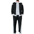thumbnail image 2 of Kakii Men's Two-Tone Sport Set, Block Track Suit with Zip-Front Jacket & Side Stripe Joggers, Casual Performance Wear, 2 of 9