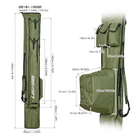 1.75M/1.95M Large Capacity Fishing Bags Fishing Rod Reel Storage Tackle Carrier