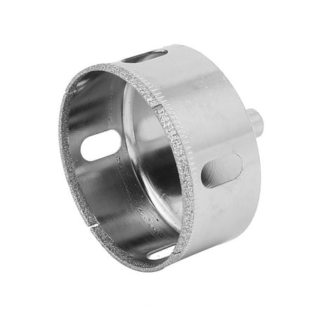 - 65mm Cutting Dia Diamond Coated Round Shank Glass Hole Saw Drill Bit Silver Tone