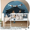 thumbnail image 2 of Full Size Bed Canopy for Kids, Toddler Bed Tent Dream Playhouse Privacy Floor Sleeping Tents Indoor Under Bunk Bed Tent with Pennant Banners, Kid House Toys for Boys Girl Birthday Gift, 2 of 14