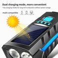 thumbnail image 6 of Bike Light Solar Powered Bicycle Headlight with Horn USB Rechargeable 2400mAh Battery LED Front Light for Night Cycling Safety Blue, 6 of 8