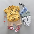 thumbnail image 5 of Gerichy Toddler Baby Boy Clothes Shorts Set Dinosaur Print Shirt Short Sleeve Button Down Top Solid Shorts Summer Outfit Feather Feather T Shirt Tops Shorts Pants Outfits Set Boys' Suit, 5 of 5