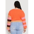 thumbnail image 5 of Womens Plus Size Daisy Color Blocked Striped W Initial Cardigan, 5 of 5