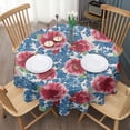 thumbnail image 3 of Round Waterproof Tablecloth Pioneer Pink Blue Rose Reusable Indoor/Outdoor Durable Table Cover for Kitchen and Dining Room 60 Inch X 60 Inch, 3 of 6