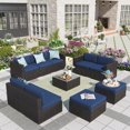 MF Studio 10 Pieces Patio Conversation Set Outdoor Furniture Sectional