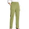 thumbnail image 1 of Pantalones de pana Prolriy para mujer, pantalones casuales de pierna recta a rayas con cintura elástica y personalidad de temperamento a la moda, pantalones de pana para mujer, pantalones verdes XL, 1 of 4