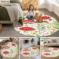 thumbnail image 6 of Spring Red Mushroom Round Area&nbsp;Rug 5ft Country Watercolor Green Leaf Yellow Flower Non-Slip&nbsp;Washable Circle Rugs Soft Felt Indoor Floor Mat for Bedroom Kitchen Living Room Bathroom, 6 of 9